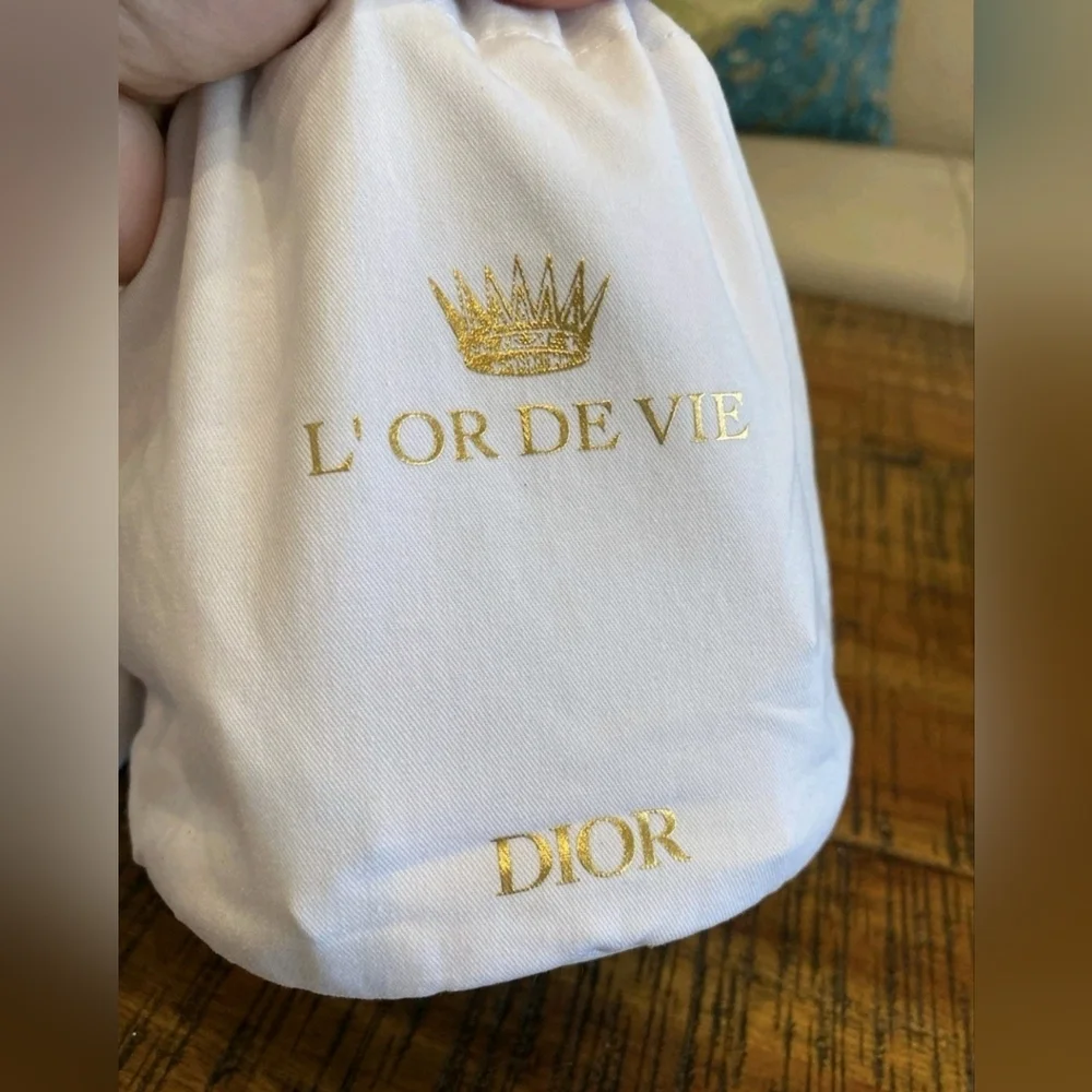 Dior L’Or de Vie Luxury Drawstring Dust Bag | White Gold Logo | Rare VIP GWP